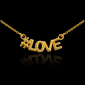 14k Yellow Gold "#LOVE" Hashtag Necklace