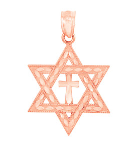 Jewish Charms and Pendants - Rose Gold Star Cross of David