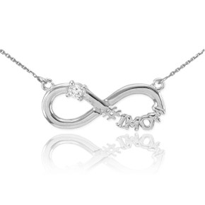 Sterling Silver Infinity #1MOM CZ Birthstone Necklace