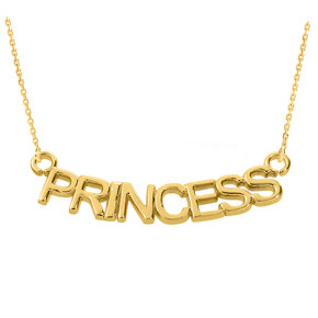 14K Yellow Gold  "PRINCESS" Pendant Necklace