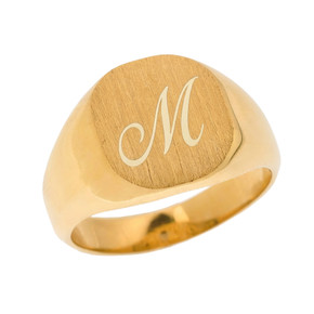 Solid Gold Engravable Men's Signet Ring(Available in Yellow/White Gold)