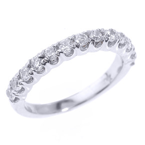 White Gold Stackable Cubic Zirconia Wedding Band