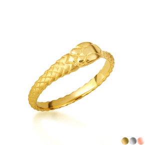 Gold Woman's Tail Biting Ouroboros Snake Ring