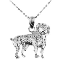 White Gold American Bulldog Pendant Necklace