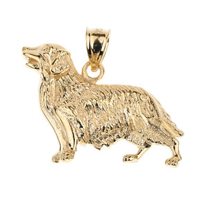 Yellow Gold Golden Retriever Dog Pendant Necklace