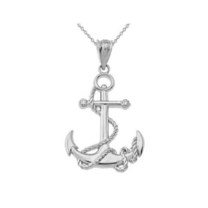 Anchor Rope Pendant White Enamel White CZ 8 G 925 Sterling Silver Gothic  Nautical Ocean Jewelry Marine Sea Life Gift Men Women by Beldiamo -   Canada