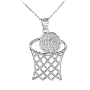 1pc Silver-color Alloy Basketball Hoop & Net Design Pendant With Rhinestone  Decor Sports Trendy Necklace