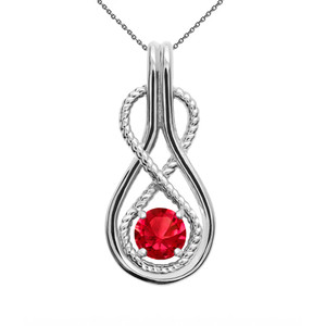 Infinity Rope July Birthstone Ruby White Gold Pendant Necklace Infinity Rope July Birthstone Ruby White Gold Pendant Necklace