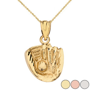 Yellow Gold Baseball Pendants 