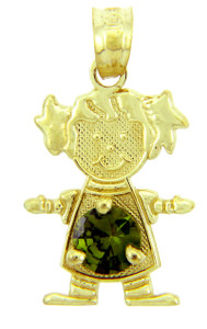 Girl CZ Emerald Green Round Birthstone Charm Girl CZ Emerald Green Round Birthstone Charm