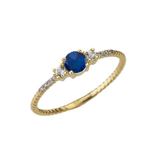 Dainty Elegant Sapphire and Diamond Rope Ring in Yellow Gold Dainty Elegant Sapphire and Diamond Rope Ring in Yellow Gold