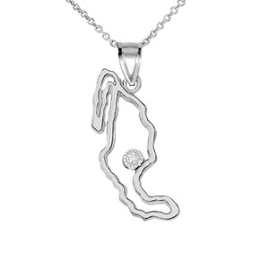Diamond Outline Mexico Map Pendant Necklace in White Gold