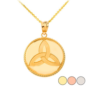 Celtic Trinity Knot Pendant Necklace in Gold (Yellow/ Rose/White) Celtic Trinity Knot Pendant Necklace in Gold (Yellow/ Rose/White)