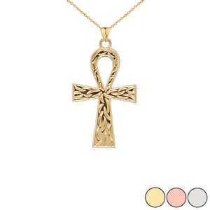 Gold Ankh Cross Charm Necklace