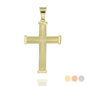 Claddagh Cross White and Yellow Gold Pendant