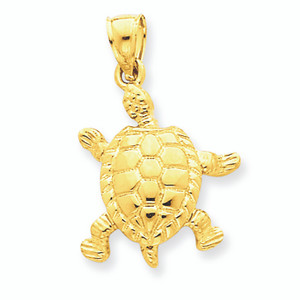 14K Gold Turtle Pendant