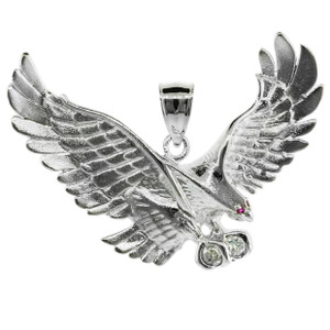 925 Sterling Silver Eagle Pendant with CZ (Medium) 925 Sterling Silver Eagle Pendant with CZ (Medium)