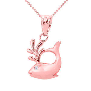 Rose Gold Diamond Whale Charm Pendant Rose Gold Diamond Whale Charm Pendant
