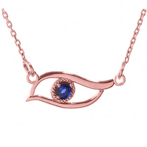 Chic Zirconia & September Birthstone Hamsa Evil Eye Pendant