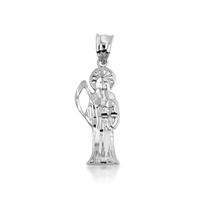 Sterling Silver Santa Muerte Charm Pendant Necklace