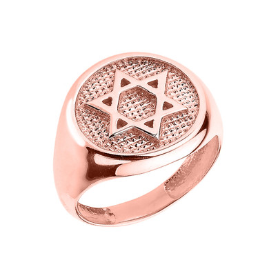 Solid Gold Jewish Star of David Men's Ring (Available in Yellow/Rose/White)