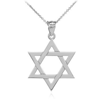 .925 Sterling Silver Jewish Star of David Pendant Necklace