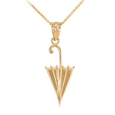 Gold Retracted Umbrella Pendant Necklace (Available in Yellow/Rose/White Gold)