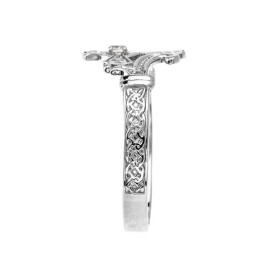 .925 Sterling Silver Cubic Zirconia Celtic Cross Irish Trinity Knot Ring side view