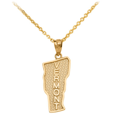 Gold Vermont State Map Pendant Necklace(Available in Yellow/Rose/White Gold)