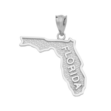 Sterling Silver Florida State Map Pendant Necklace