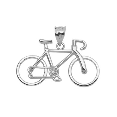 .925 Sterling Silver  Bicycle Pendant Necklace