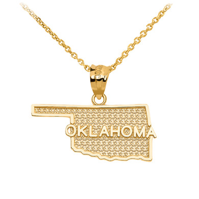 Gold Oklahoma State Map Pendant Necklace(Available In Yellow/Rose/White Gold)