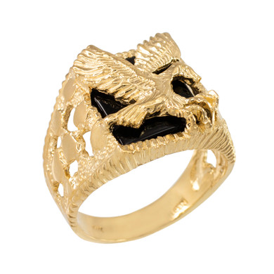 Gold Eagle Black Onyx Ring