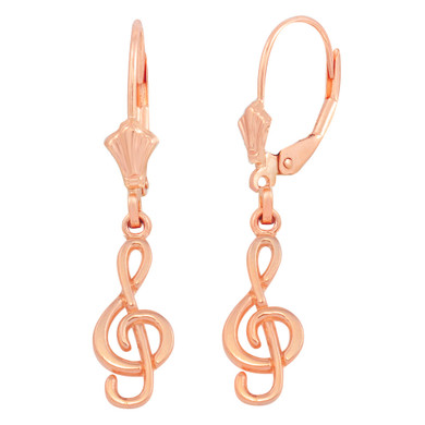 Gold Treble Clef Musical Symbol Earring Set(Available in Yellow/Rose/White Gold)