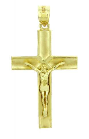 Yellow Gold Crucifix Pendant - The Redeemer Crucifix