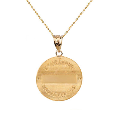 Gold Solid Archangel Saint Gabriel Diamond Engravable Medallion Pendant Necklace   1.02"  (25 mm )(Available in Yellow/Rose/White /Two Tone Gold)