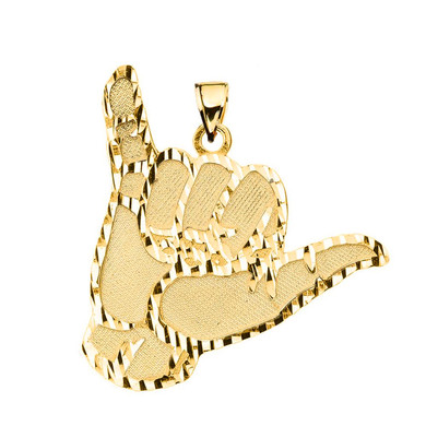 Gold Hang Loose Hand (1.13")(Available in Yellow/Rose/White Gold)