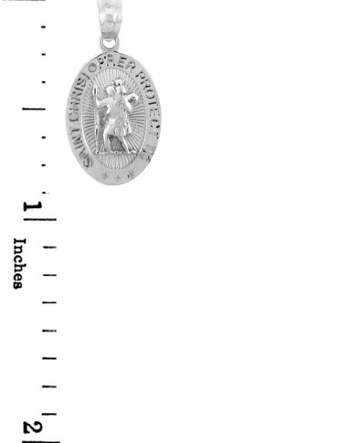 Saint Christopher "Protect Us" Religious Gold Charm (Available in Yellow and White Gold)