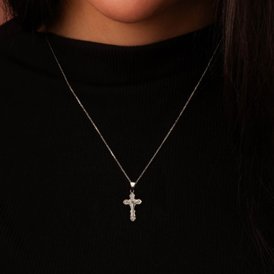Silver Crucifix Jesus Cross Necklace