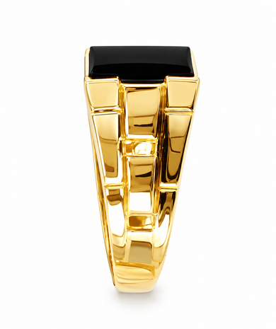 Gold Onyx Mens Square Ring