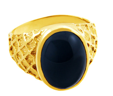 Gold Onyx Mens Oval Ring