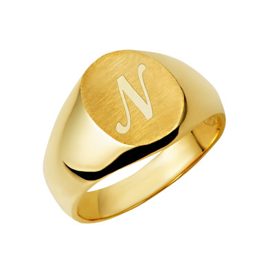 Yellow Gold Men's Signature Engravable Signet Ring