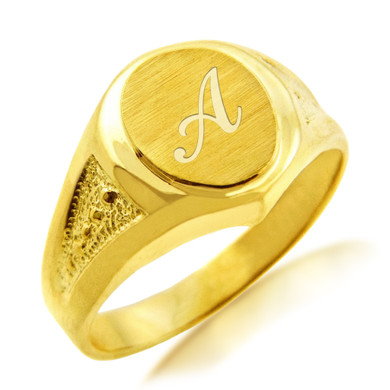 Men's Gold Signet Rings - The Apollo Solid Gold Engravable Signet Ring(Available in Yellow And White Gold)