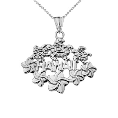 Aloha State Hawaii Pendant Necklace in Sterling Silver