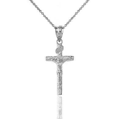 Silver Crucifix Pendant Jesus Cross Necklace