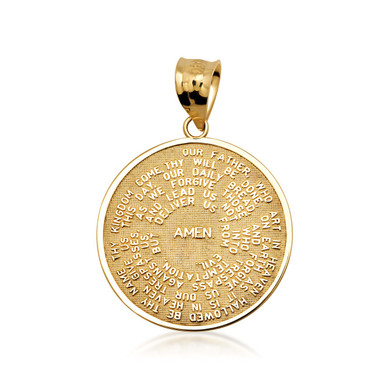 Solid Gold Serenity Prayer Medallion Necklace S/L (Available in Two-Tone Gold, Yellow Gold, Rose Gold, White Gold)