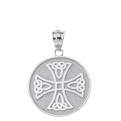 Sterling Silver Infinity Knot Celtic Cross Disc Pendant Necklace
