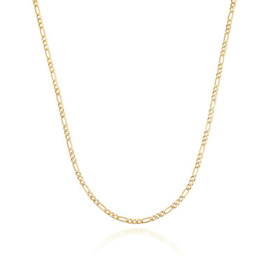 1.8mm 10K Hollow Gold Figaro Link Chain Necklace