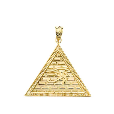 Gold Egyptian Eye of Horus/Providence Wadjat Pyramid Pendant