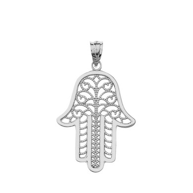 .925 Sterling Silver Filigree Hamsa Hand Pendant